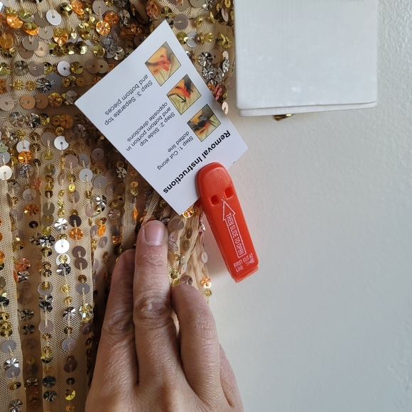 Mac Duggal, Sequined Sleeveless WrapOver A Line Gown, Nude/Gold, Size 8, NWT - Picture 10 of 16